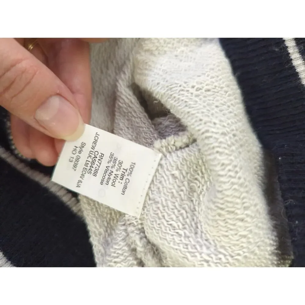 J.crew SZ XL XLarge tipped navy blue trim sweatshirt sweater pullover solid gray